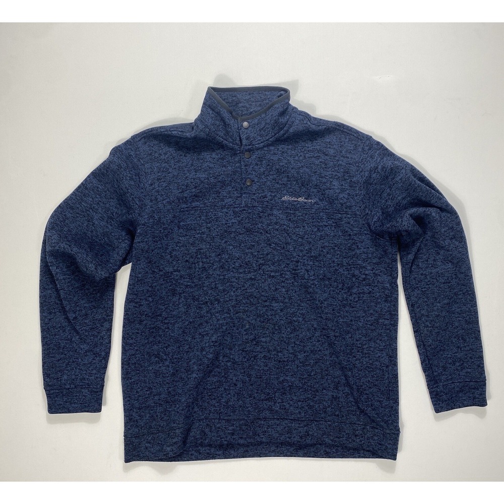 Eddie Bauer Men’s XL Blue Radiator Fleece 1/4 Snap Sweater Hiking Outdoors
